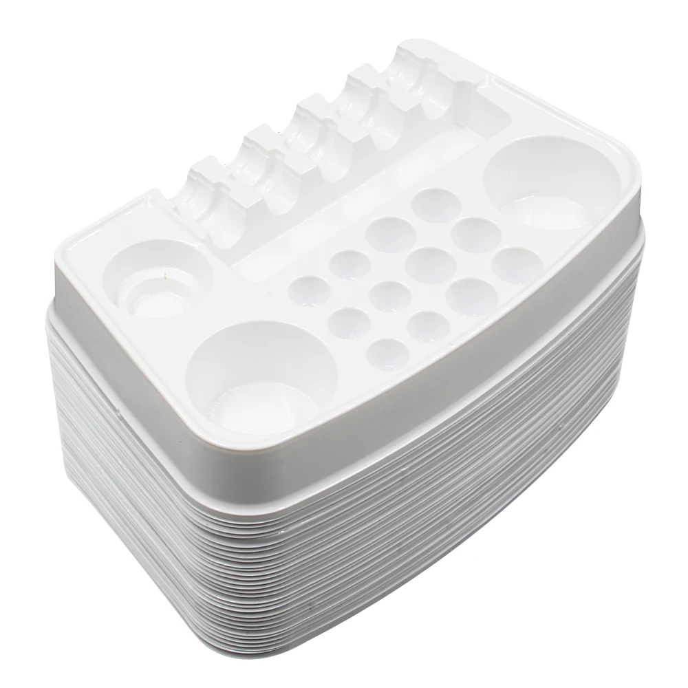 30pcs/box Tattoo Ink Tray Disposable Tattoo Holder Tray White Plastic Pigment Tray for Tattoo Ink Pigment Accessories