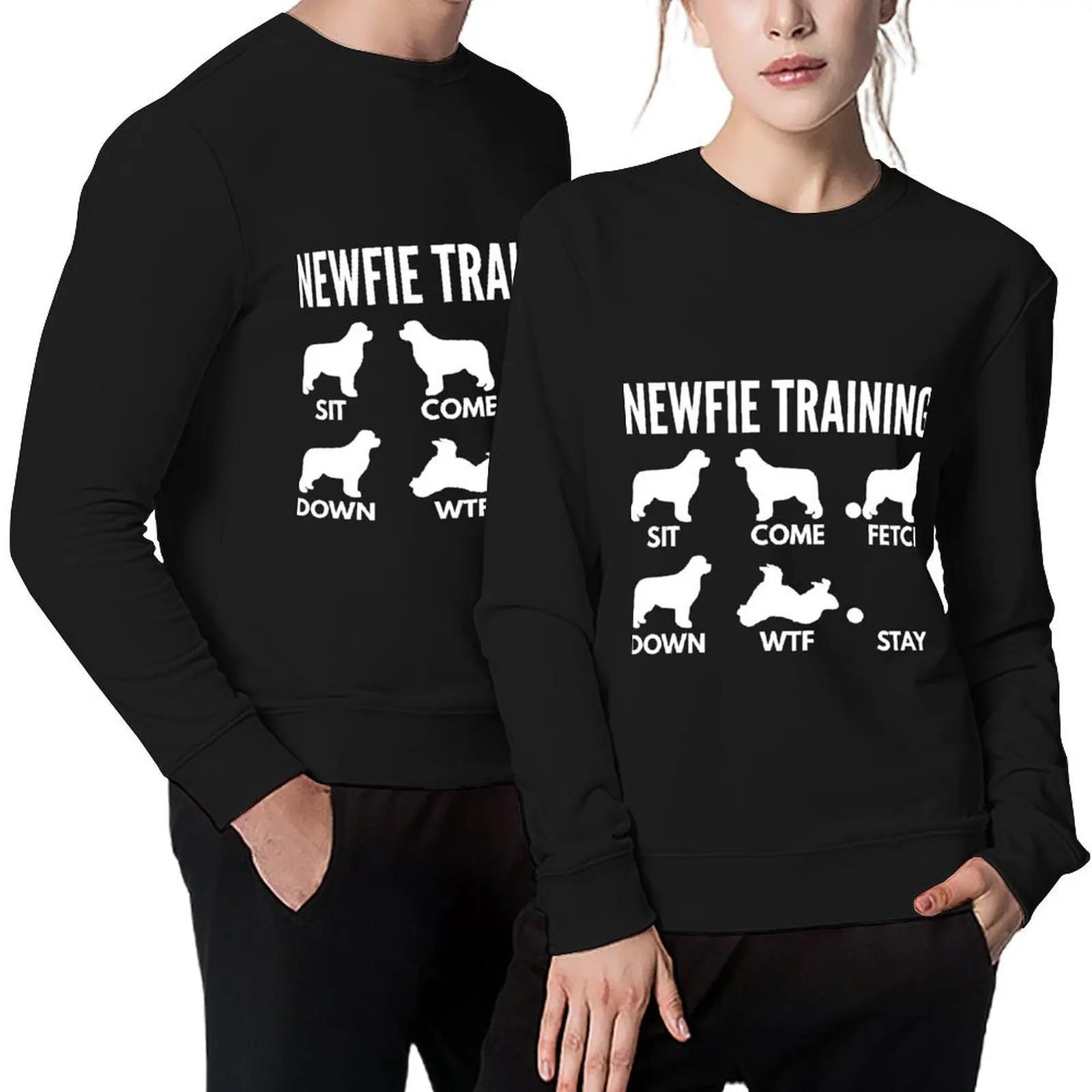 

Newfie Training Newfoundland Dog Tricks Pullover men wear fashion men men's winter sweater anime clothing sweatshirt men