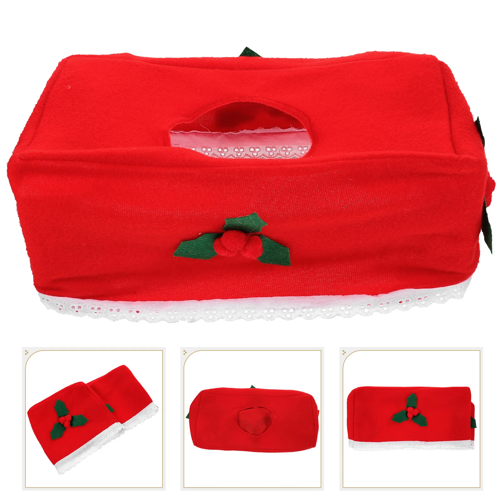 

2Pcs Christmas Fabric Napkin Holders Opening Easy Pull Out Tissue Containers Practical Decorative Storage