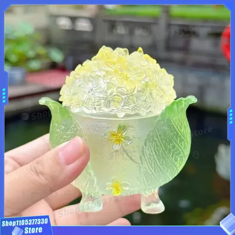 Dongmei Ancient Glass Osmanthus Incense Burner Transparent Gradient Three Footed Zen Tabletop Ornament for Tea Ceremony Gift