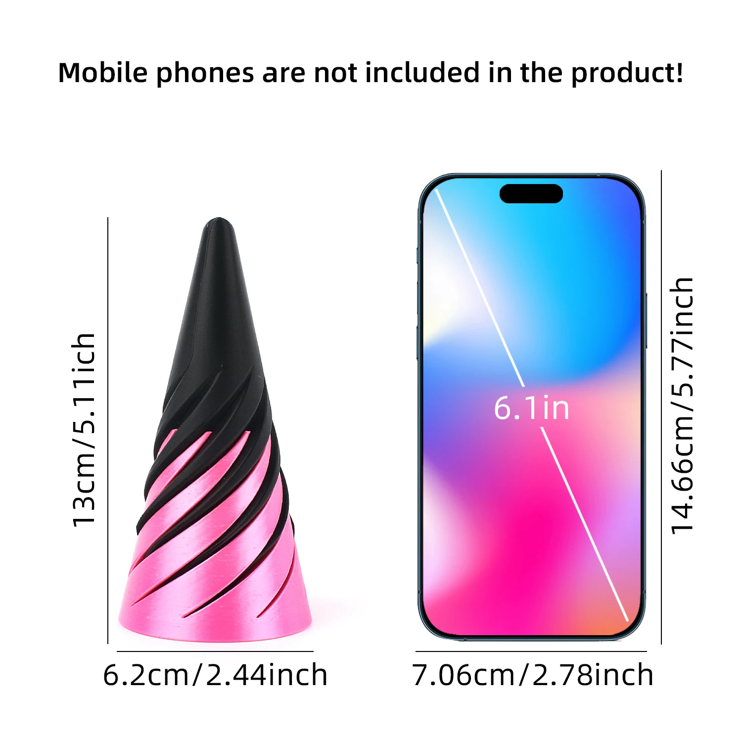 Jouet de décompression pour adulte, musique rotative imprimée en 3D, jouet d'épissure bicolore conique du bout des doigts, ornement de bureau