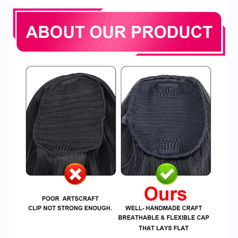 JULIANNA Synthetischer Pferdeschwanz, Kanekalon, weiches natürliches Haar, hitzebeständige Extensions, lockiges Clip-in-Zopf-Haarteil für Frauen