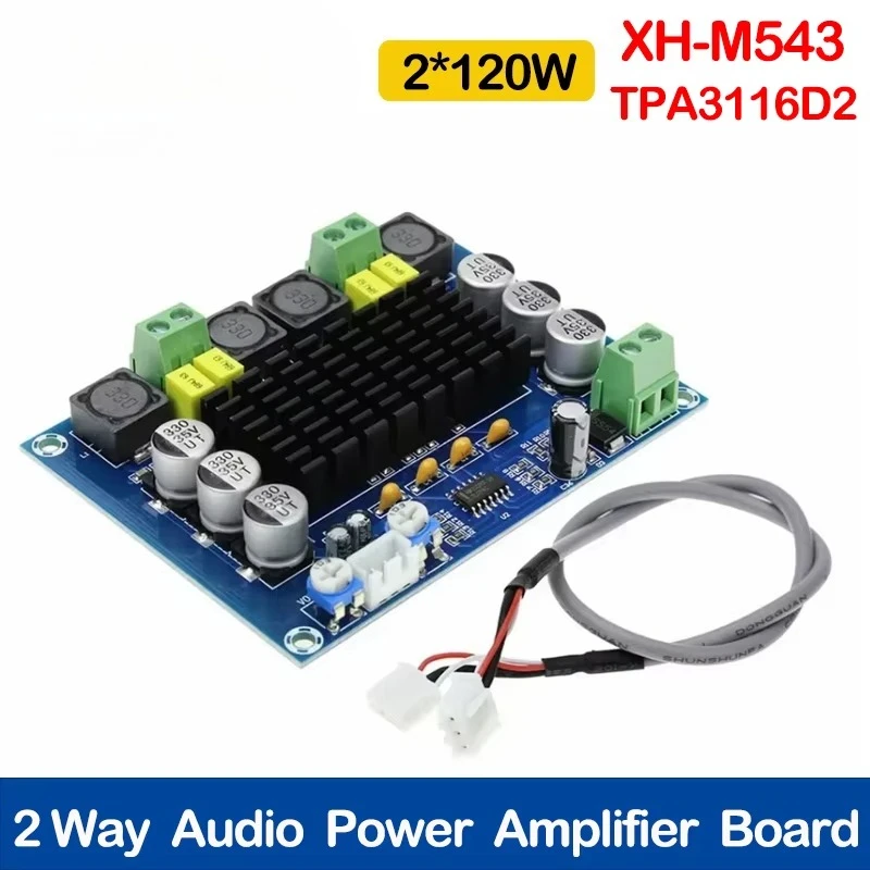 XH-M543 TPA3116D2 2*120W Dual Channel Digital Stereo Audio Power Amplifier Board High Power DIY 240W Amplificador Sound Board