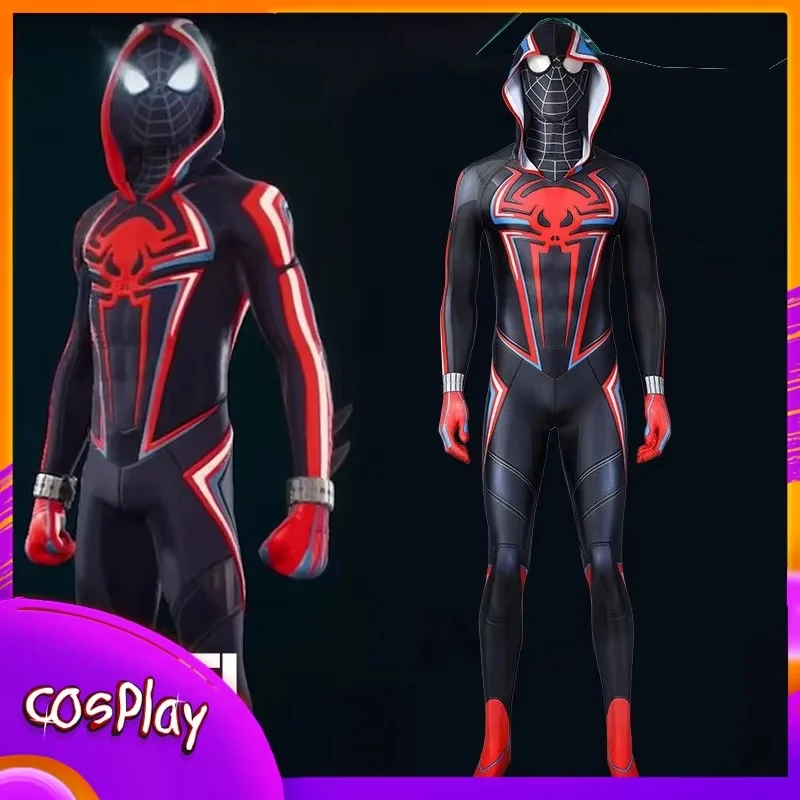 Disfraz de Spiderman DE LA PS5, mono de Miles Morales 2099 Con accesorios de cómic para Halloween, ropa conjunta, regalo de x-mas