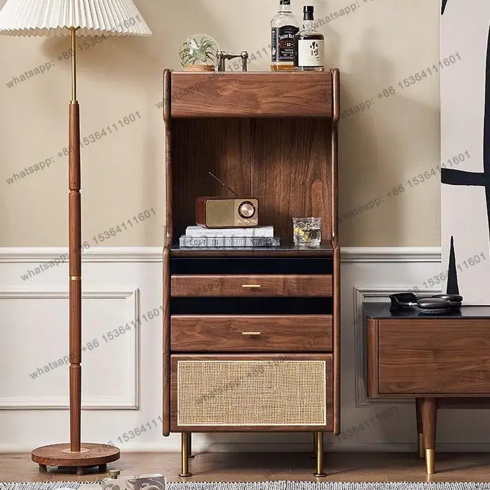 FG Nordic solid wood storage cabinet, living room dining side cabinet three-in-one