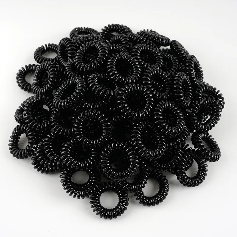 Lazos para el cabello con cable telefónico, 10 Uds., bandas para el cabello negras minimalistas, coleteros en espiral sin enganches, cola de caballo voluminizadora para uso diario para mujeres
