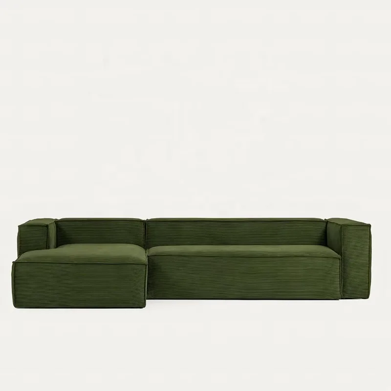 

【Best-selling】Made To Order L Shaped Cord Couch With Chaise Oversized Wide Wale Deep Green Navy Brown Corduroy Modular Sofa Sect