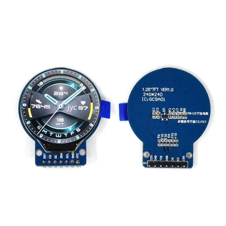 

TFT LCD Display Module 1.28 Inch HD IPS Color 1.28" RGB LED Round Screen 240*240 GC9A01 Drive SPI Interface Adapter PCB Board