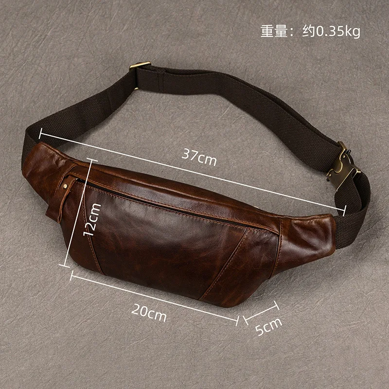 Genuine Leather Men Waist Bag Travel Small Fanny Waist Pack Belt Bag Phone Pouch Multifunction Chest Bags Crossbody Handbag