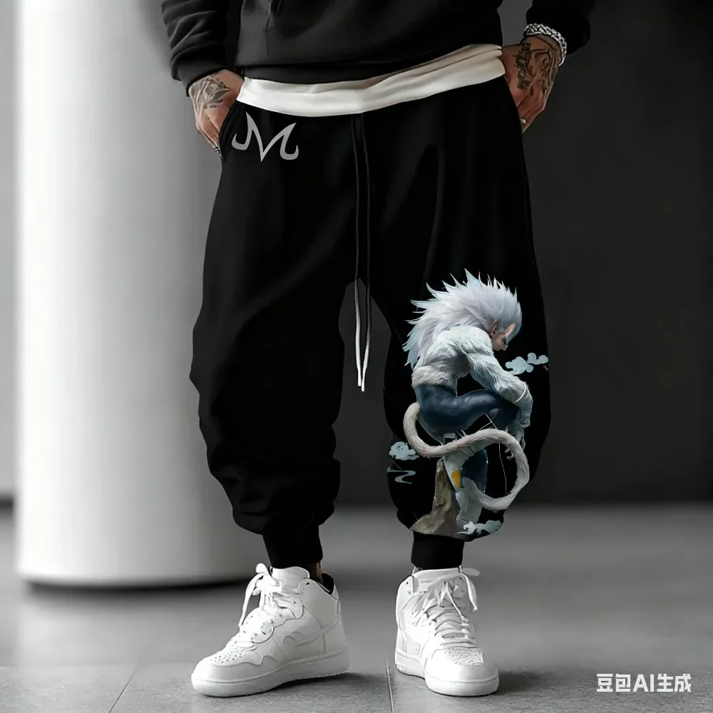 Dragon Ball negro gris serie hombres mujeres talla grande Y2k Harajuku tendencia Harlan pantalones Otoño Invierno pantalones sueltos de alta calidad