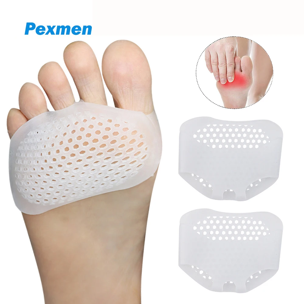 Pexmen 2/4/10Pcs Gel Metatarsal Pads Ball of Foot Cushions for Women and Men Soft Forefoot Pads Pain Relief Foot protectors