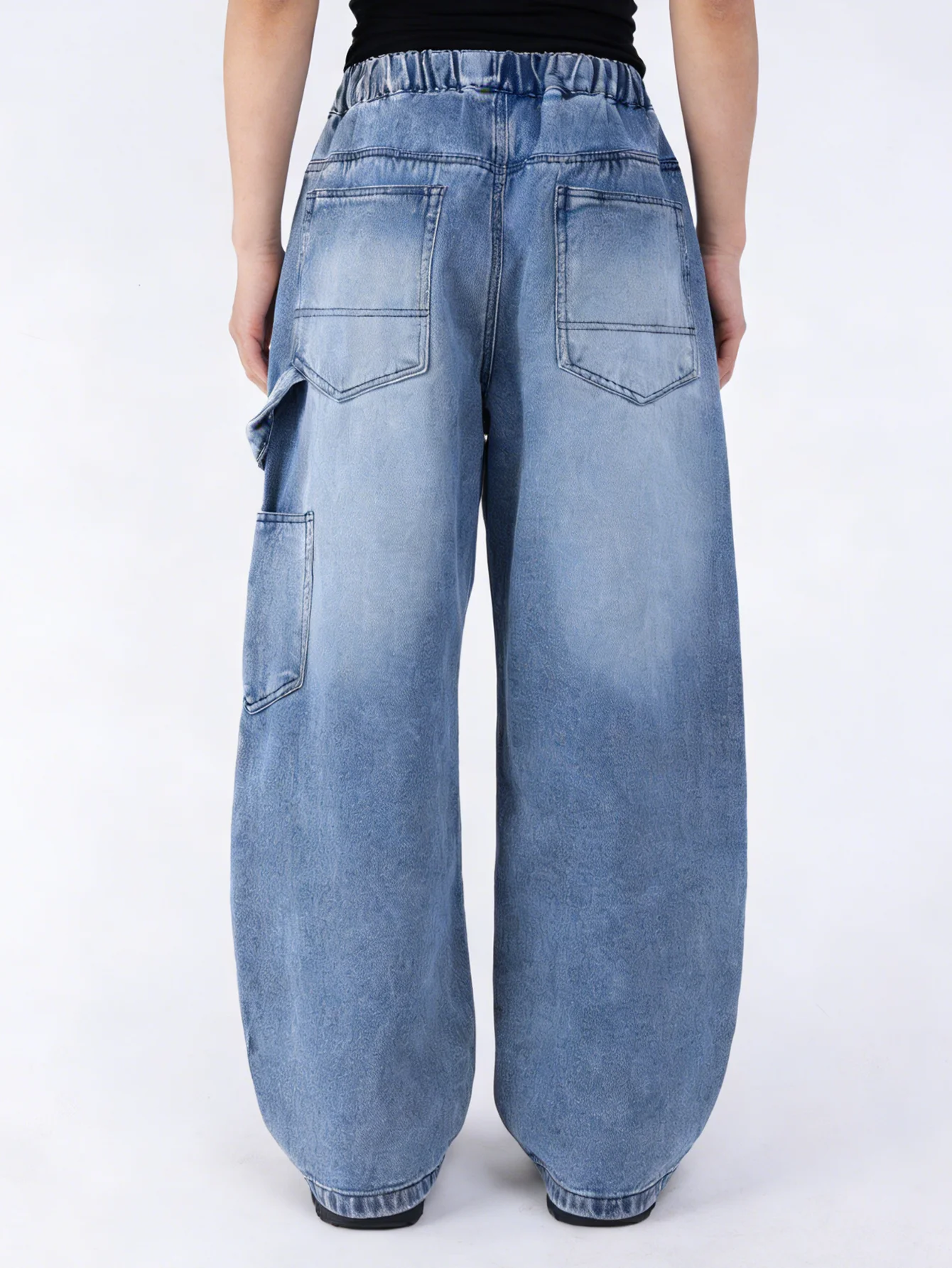 Boys' and teenagers' spring loose-fitting workwear jeans, suitable for daily wear, school, leisure, and outdoor activities