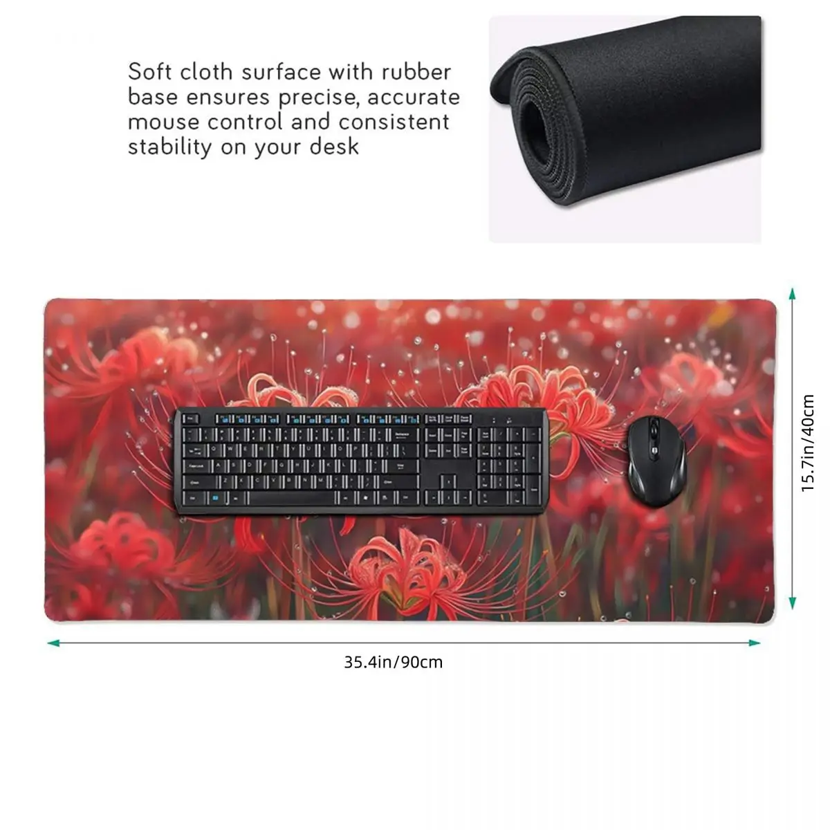 Lycoris Radiata In Dark Large Mouse Pad Computer Keyboard Mouse Mat Gamer PC Laptop Desk Mat Office Table Mats