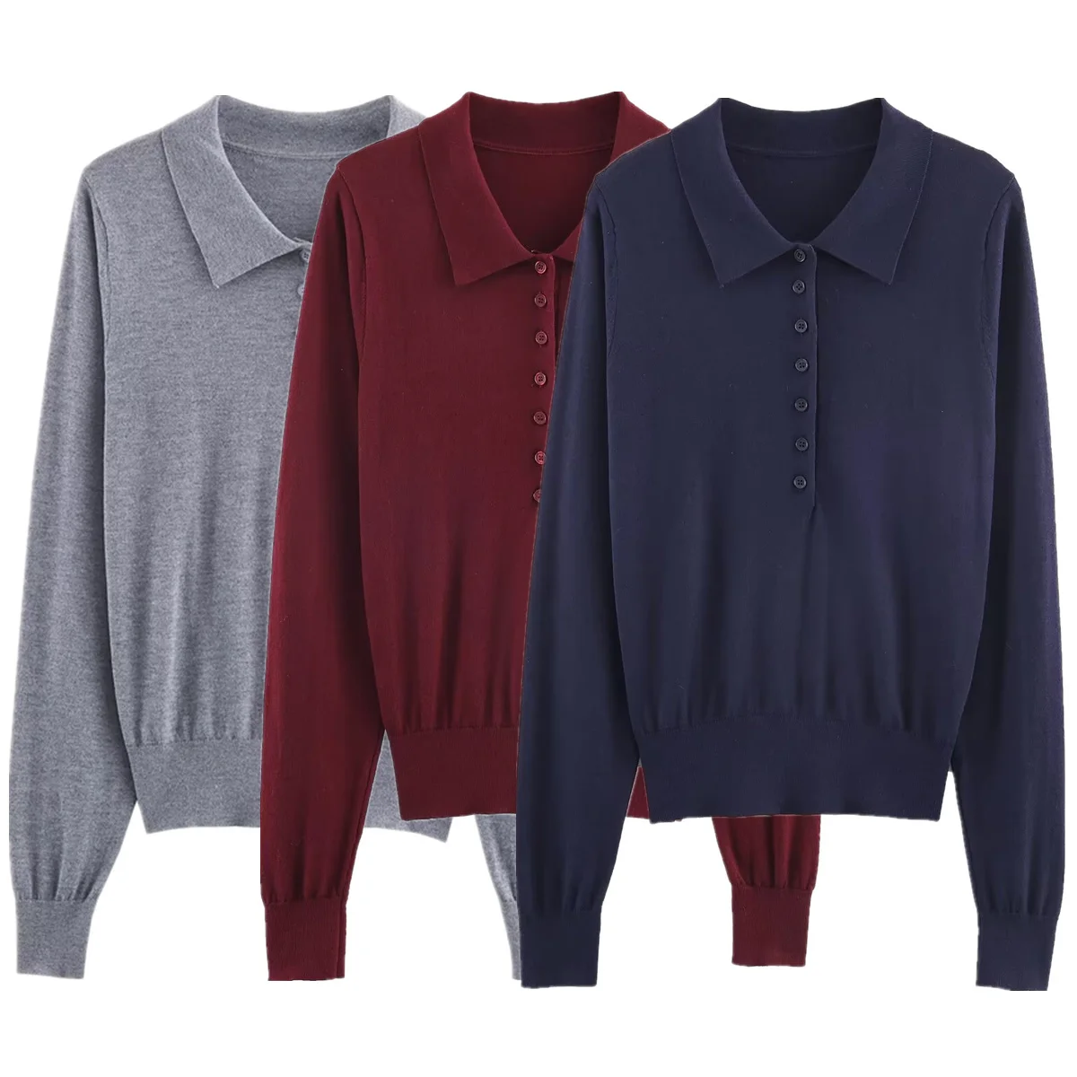 

Dave&Di, скандинавский минималистичный ретро однобортный футболка-поло, женский пуловер с длинными рукавами, топы, женский свитер, трикотаж, женский сгусток