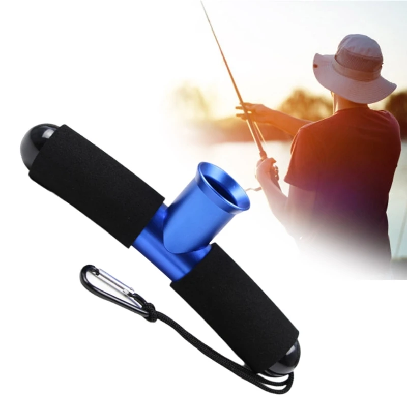 Aluminum Alloy Fishing Belt Rod Holder with Lanyard Fishing Fighting Bracket T Fishing Waist Holder Enduring