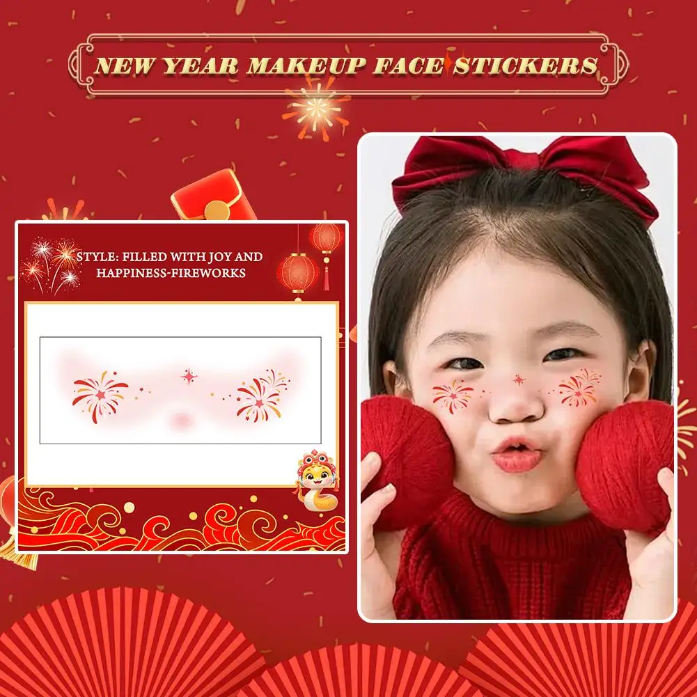 New Year Makeup Face Sticker Tattoo Face Lantern Blush Year 2025 Sticker Face New Sticker V8X8