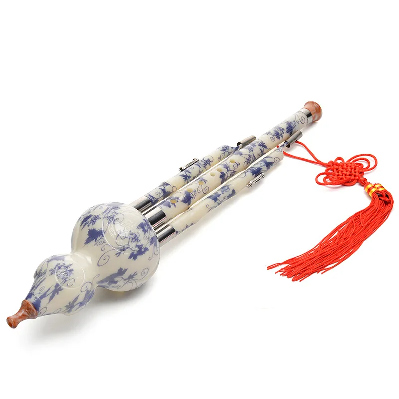 Blue and white porcelain gourd silk musical instrument, anti-drop three-tone gourd silk flat B key national musical instrument