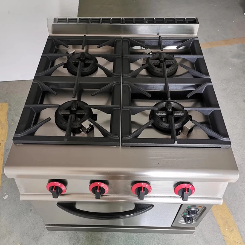 High Quality 304 Stainless Steel Gas 4-burner Range With Cabinet Commercial Gas Range Oven Cooker
