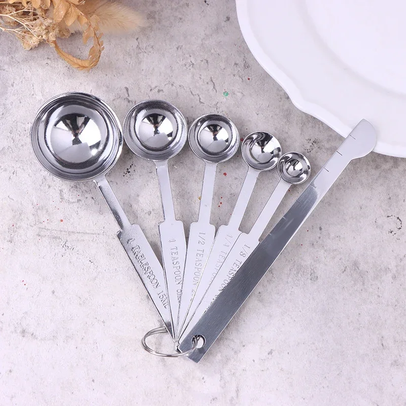5/6Pcs Measuring Spoons Stackable Kitchen Measuring Spoon Set Stainless Steel Measuring Scoops Set Kitchen Baking Tool