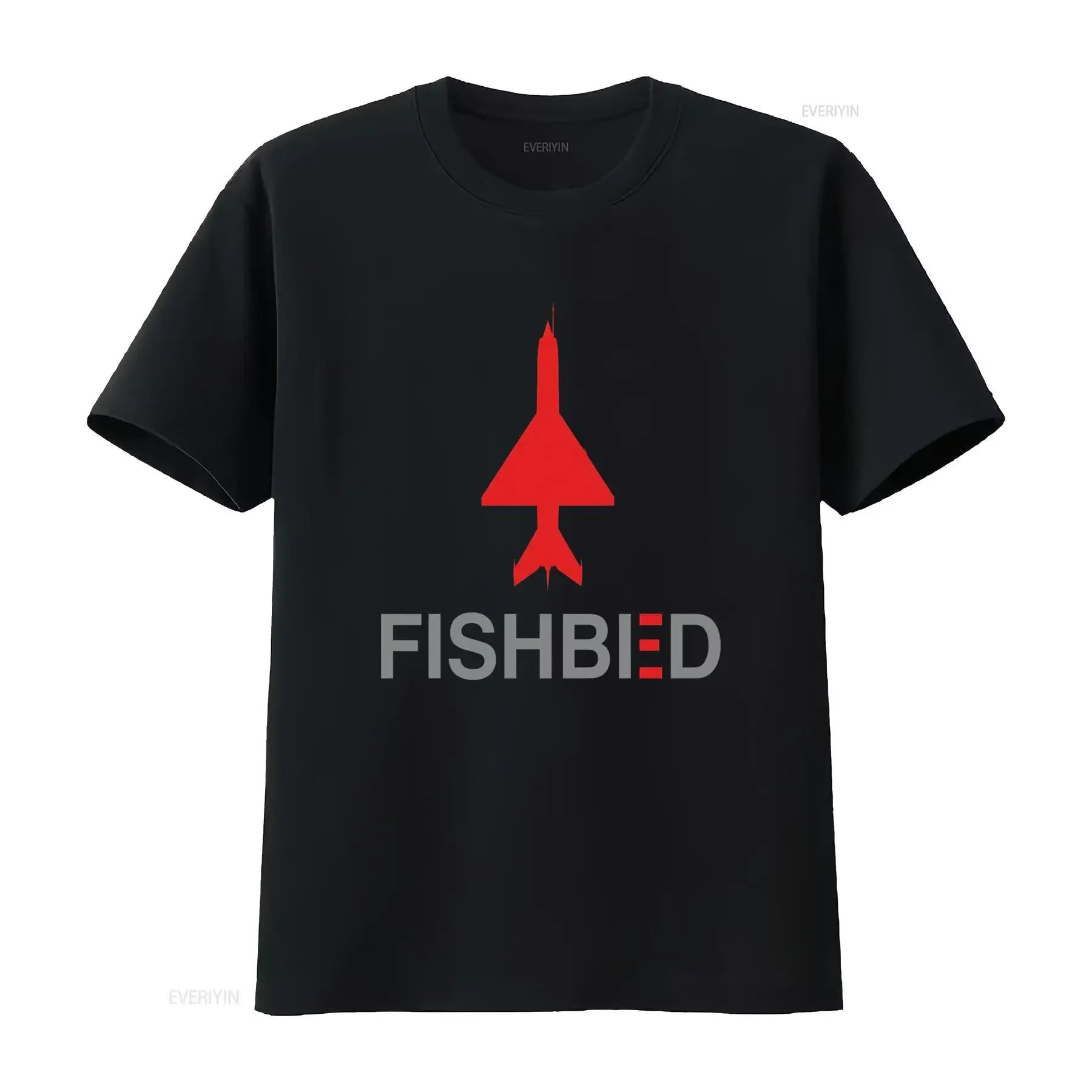 Men's Mig 21 Fishbed T Shirt Black with Red Gray Aviation Design Round Neck Casual All Season Comfort Machine Washable vintage