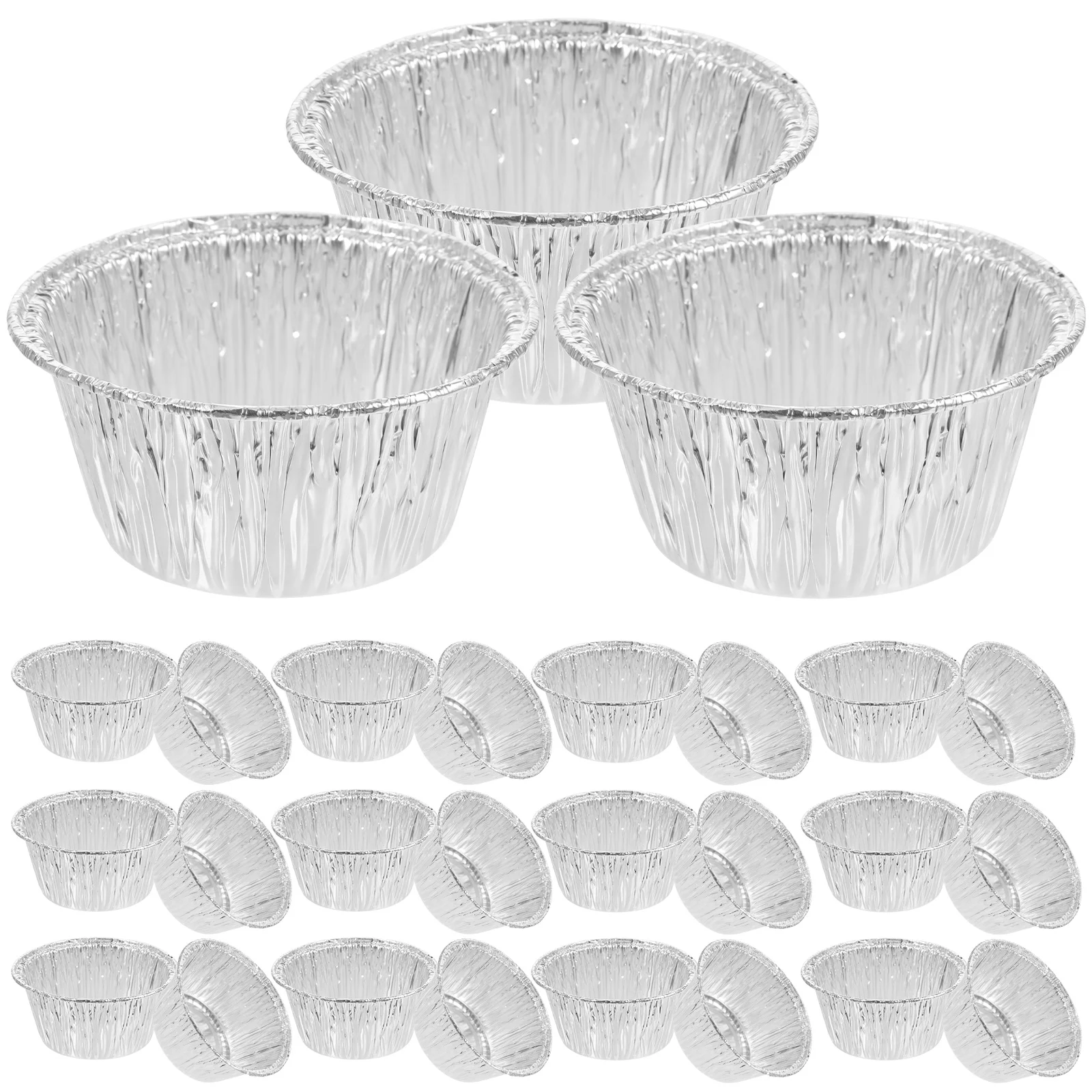 100 Pcs Round Egg Tart Tins Cups Foil Aluminum Muffin Baking Molds Disposable Tarts