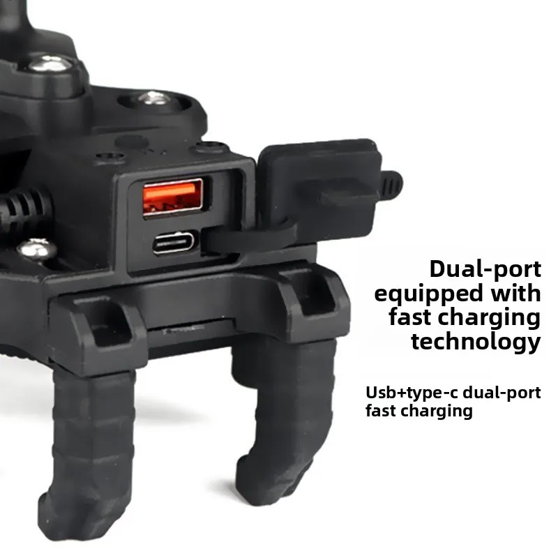 حامل هاتف محمول للدراجات النارية شحن سريع شحن لاسلكي 15 وات رف ملاحة ممتص للصدمات قاطرة