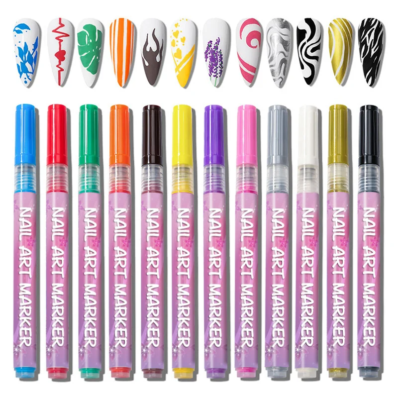 Caneta grafite para nail art, melhor acessório e pintura, adequada para padrões de flores de linha, cores brilhantes, presentes de Natal de feriado