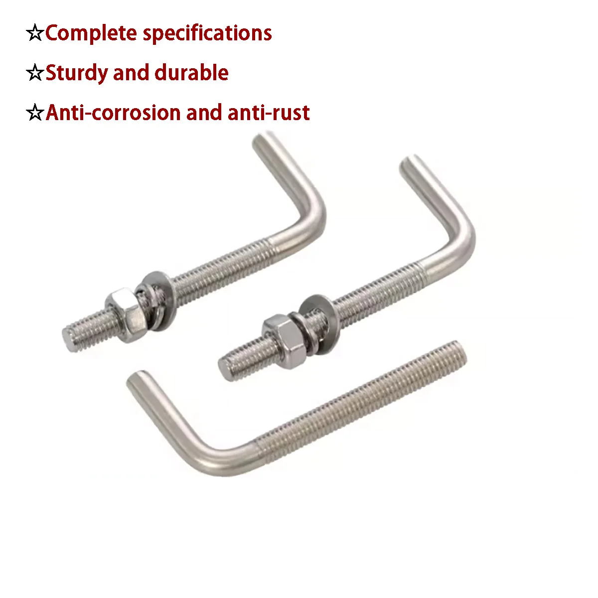304 Stainless Steel L-Shaped Right Angle Anchor Bolts - 7-Type Foundation Bolts M4-M10