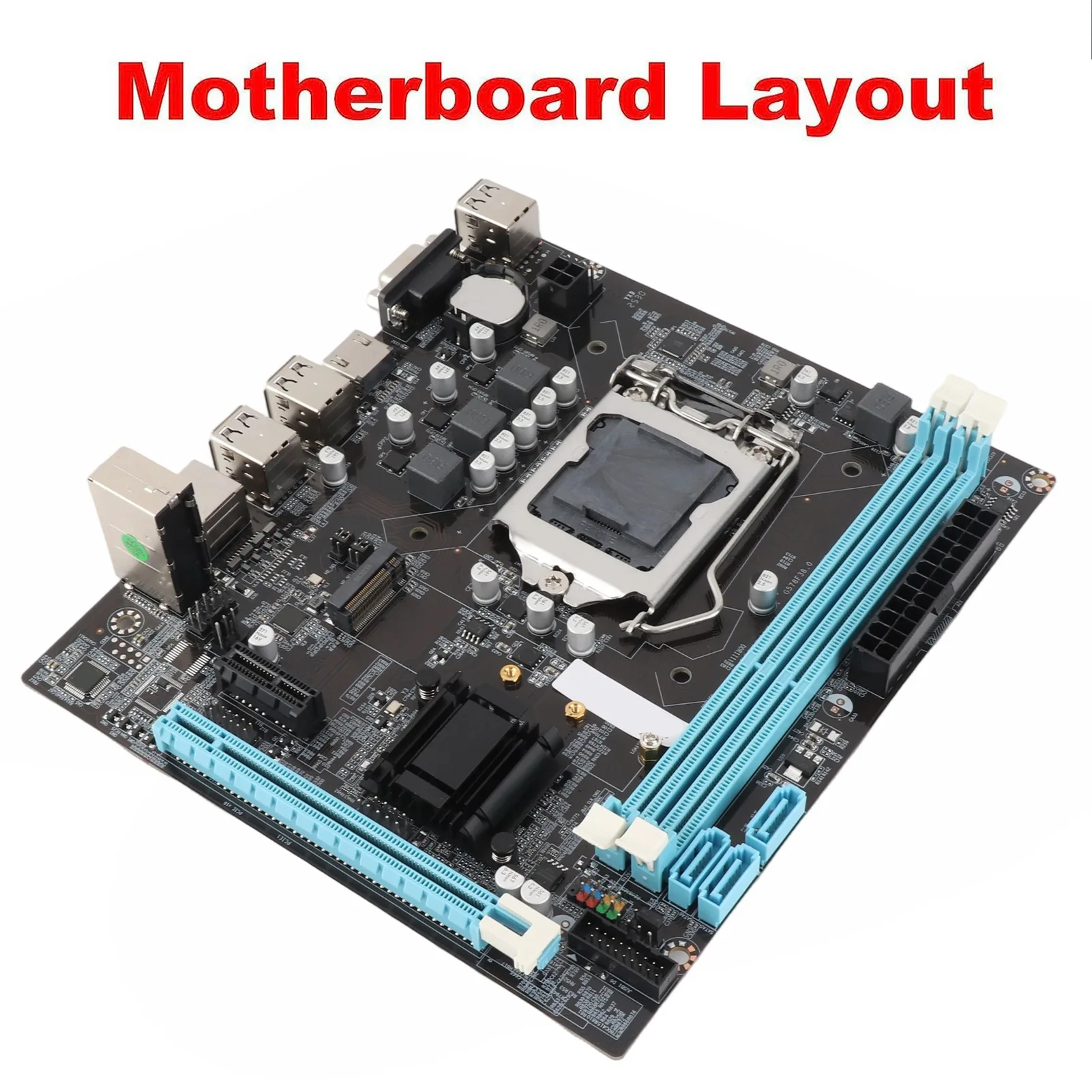 لوحة أم للكمبيوتر المكتبي H61 6 USB2.0 DDR3 M.2 NVMe NGFF 100Mbps LAN Micro ATX اللوحة الأم لـ LGA1155 المقبس I3 I5 I7