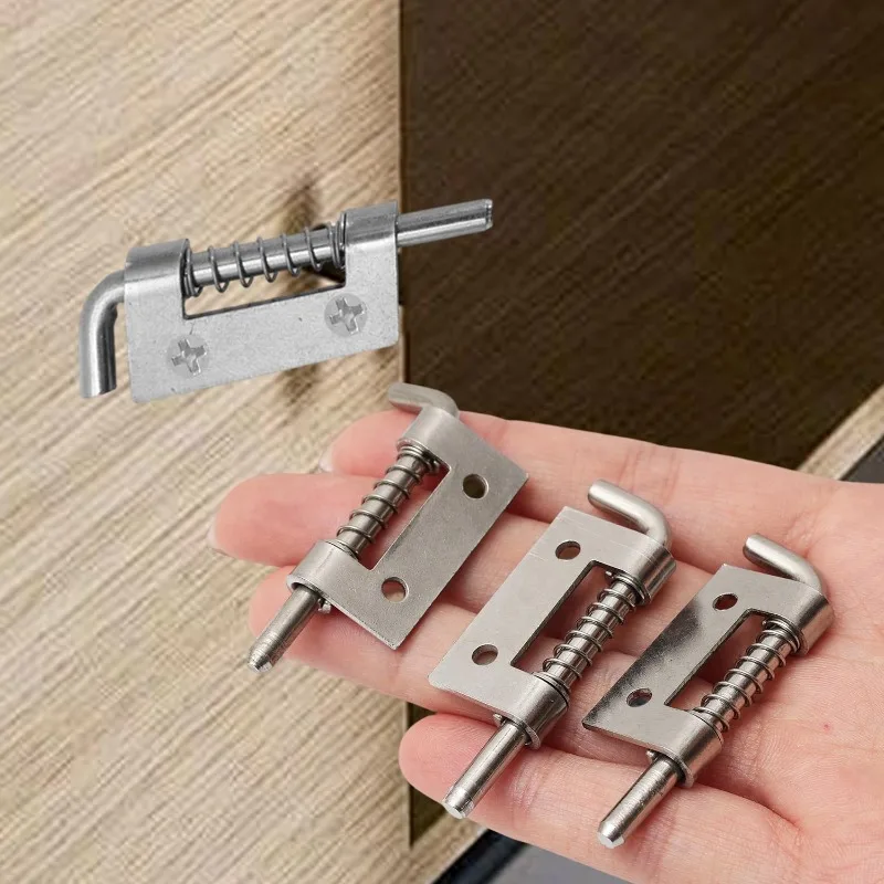 Stainless Steel Spring Loaded Latch Pin Barrel Lock Cabinet Door Bolts Fixing Latches Gate Shed Window Security Hinges  Hardware