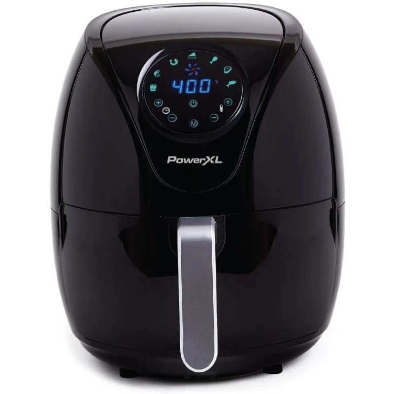 PowerXL エアフライヤー 7 QT Maxx クラシック、エクストラホットエアフライ、クック、クリスプ、ブロイル、ロースト、ベイク、高光沢仕上げ、ノンスティック、ブラック
