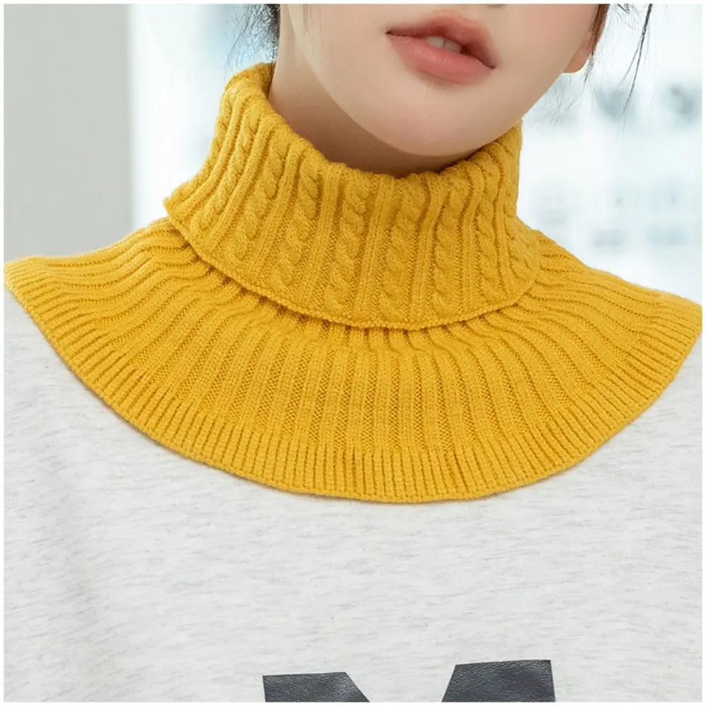 Women Fake Collar Scarf Knitted Warm Winter Elastic False Collar Scarf Cycling Windproof Detachable Ruffles Wrap Scarf