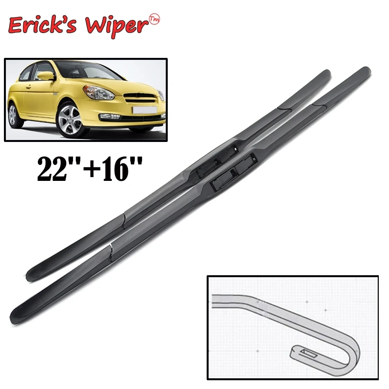 Erick's Wiper LHD Hybrid Front Wiper Blades For Hyundai Accent Verna MC 2005 - 2010 Windshield Windscreen Window Brushes 22