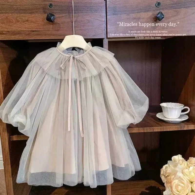 

Girls' Spring/Summer Dress 2025 New Style Children's Forest Bubble Sleeve Yarn Skirt Baby Girl Princess Skirt