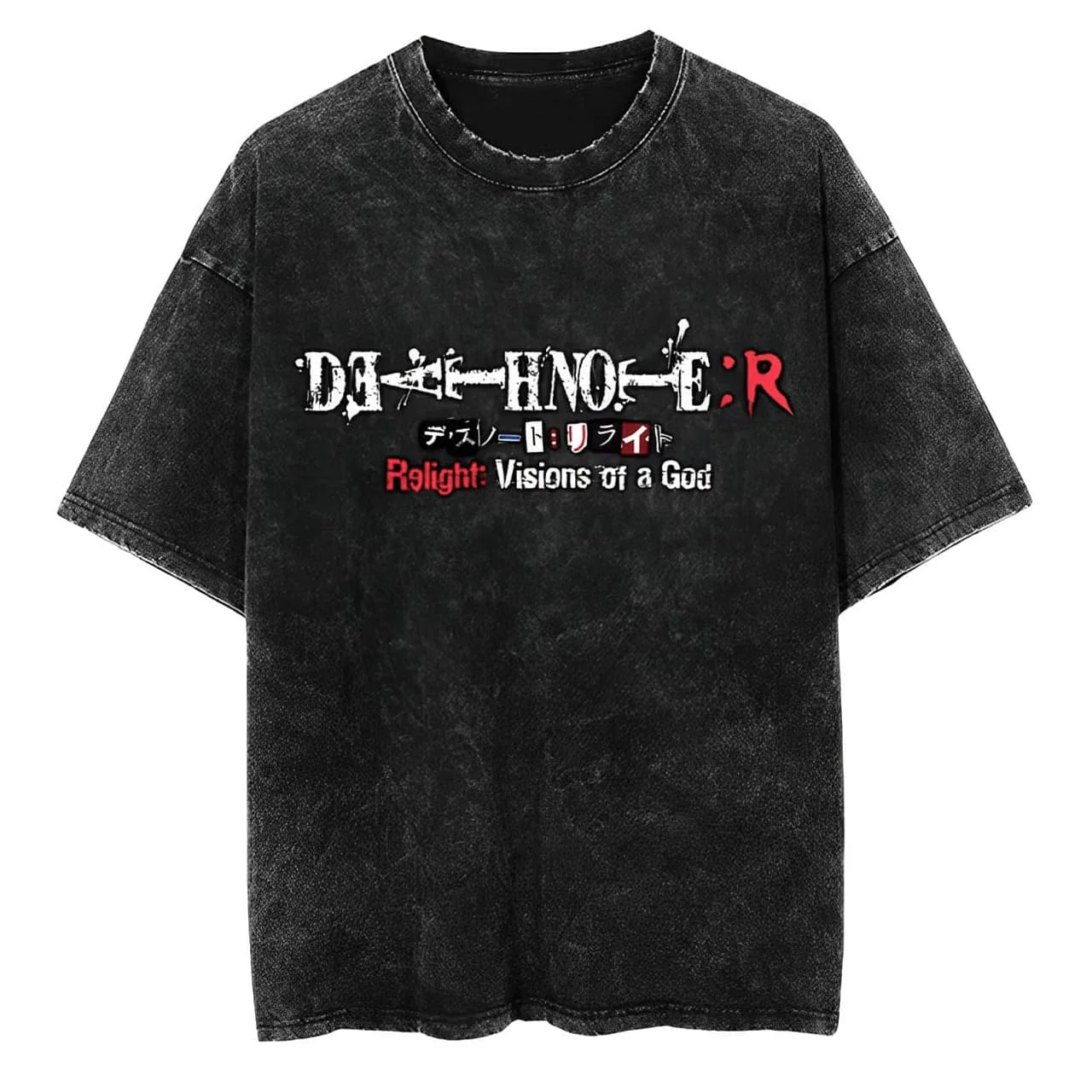Camiseta de algodón lavado vintage Death Note Relight Visions of A God para hombre y mujer, estilo oversize, streetwear, anime, verano 2026