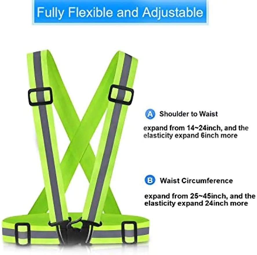 Reflective Vest Running Vest 2Pack, High Visible Reflective Gear for Nighttime Running Biking Motorcycle Dog Walking