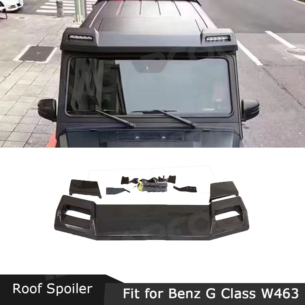 Front Trunk Roof Spoiler Lip Wings with LED Light for Mercedes Benz G Class W463 G500 G65 Wagon 2015 UP Car Styling Carbon Fiber