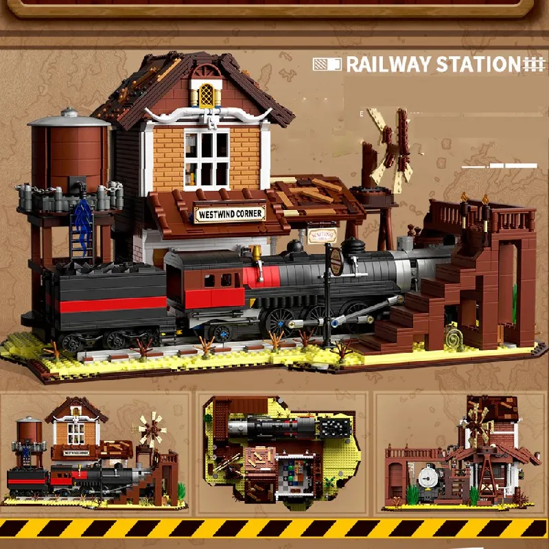 3885 قطعة محطة السكك الحديدية الغربية منزل المباني مجموعات مدينة العمارة وحدات بنة التجمع أطقم منمذجة الكبار هدية عيد الميلاد #4