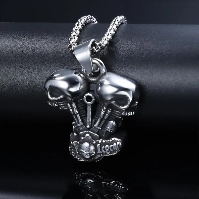 Collier tendance de personnalité, pendentif de modélisation de cheveux de crâne, en acier inoxydable, titane, qualité, cadeau pour hommes, offre spéciale