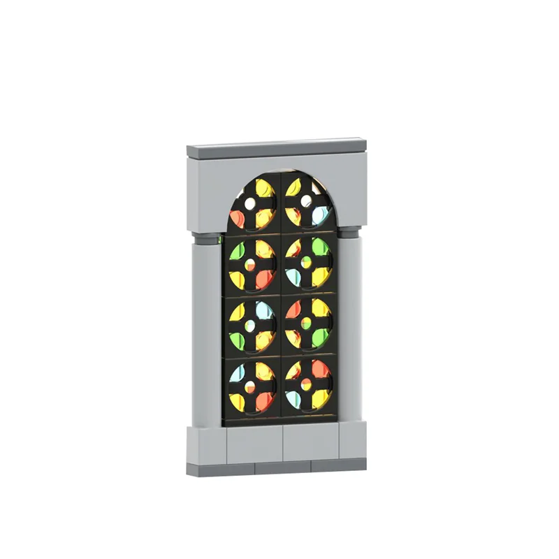 44 pçs MOC-152150 blocos de construção de janela de vidro manchado criativo igreja pintado diy decoração montado tijolos brinquedos presente do miúdo