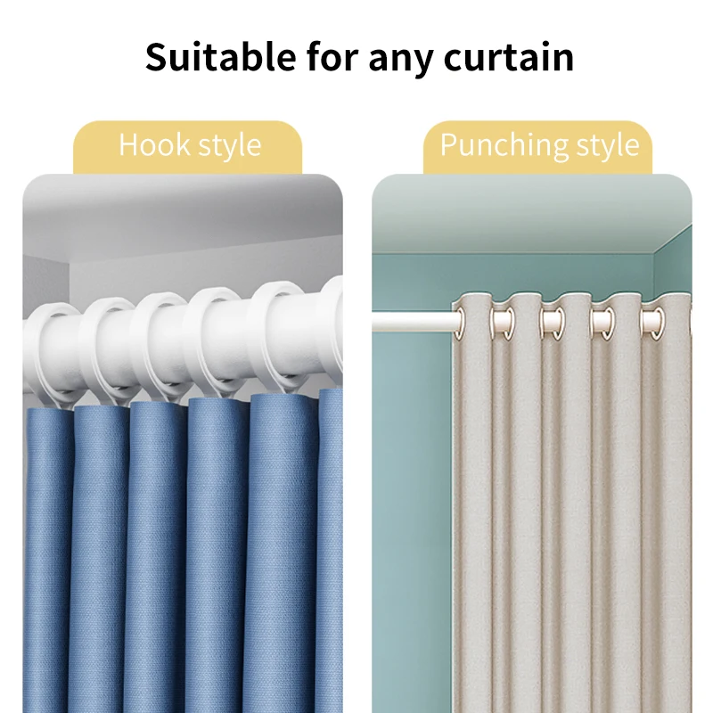 Barra de cortina larga ajustable, poste de Metal para colgar ropa, sin perforación Barra de ducha, estante de secado de balcón, soporte extensible
