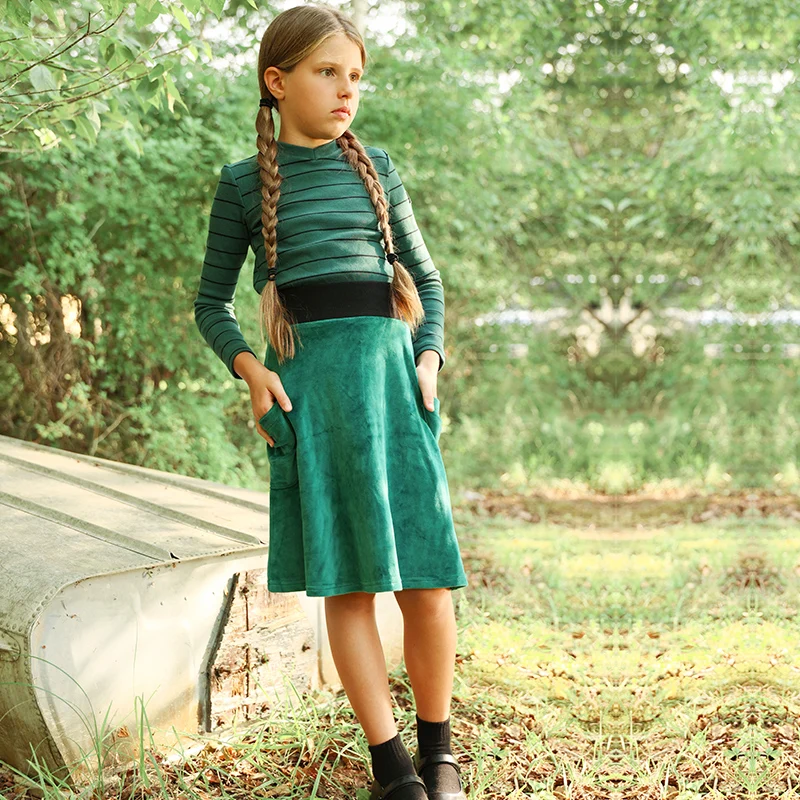 مجموعة ملابس أطفال بطبقات مخططة من AA-Velour فستان بناتي متطابق للأخوة للأولاد رومبير للأطفال برقبة على شكل حرف V متطابق للعائلة