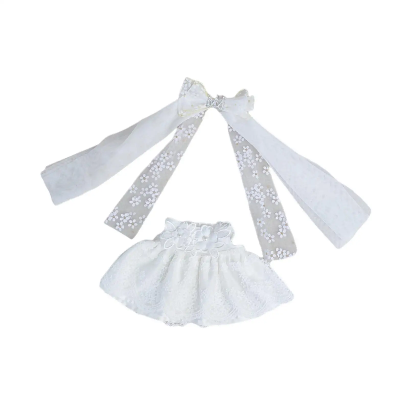 2 Pieces Dolls Wedding Dress and Bridal Veil Costume Accs Miniature Clothes Casual Outfits for 38cm Dolls New Year Gifts