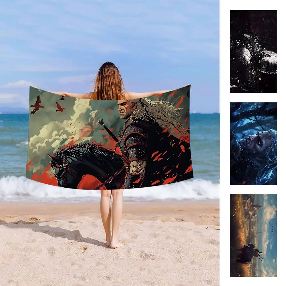 Fantasy Game T-The W-Witcher Anime Beach Swimming Towel Soft Absorbent Washcloth Children's Gifts for Kids Travel Camping Gym