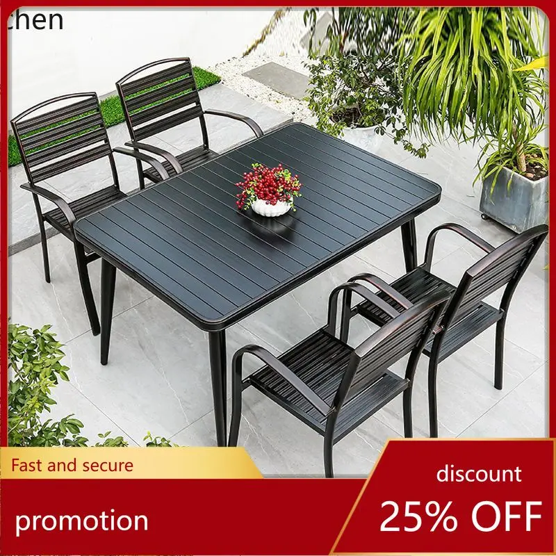 

ZML Outdoor Table and Chair Set Villa Courtyard Waterproof Sunproof All-Aluminum Alloy Outdoor Leisure Table and Chairs