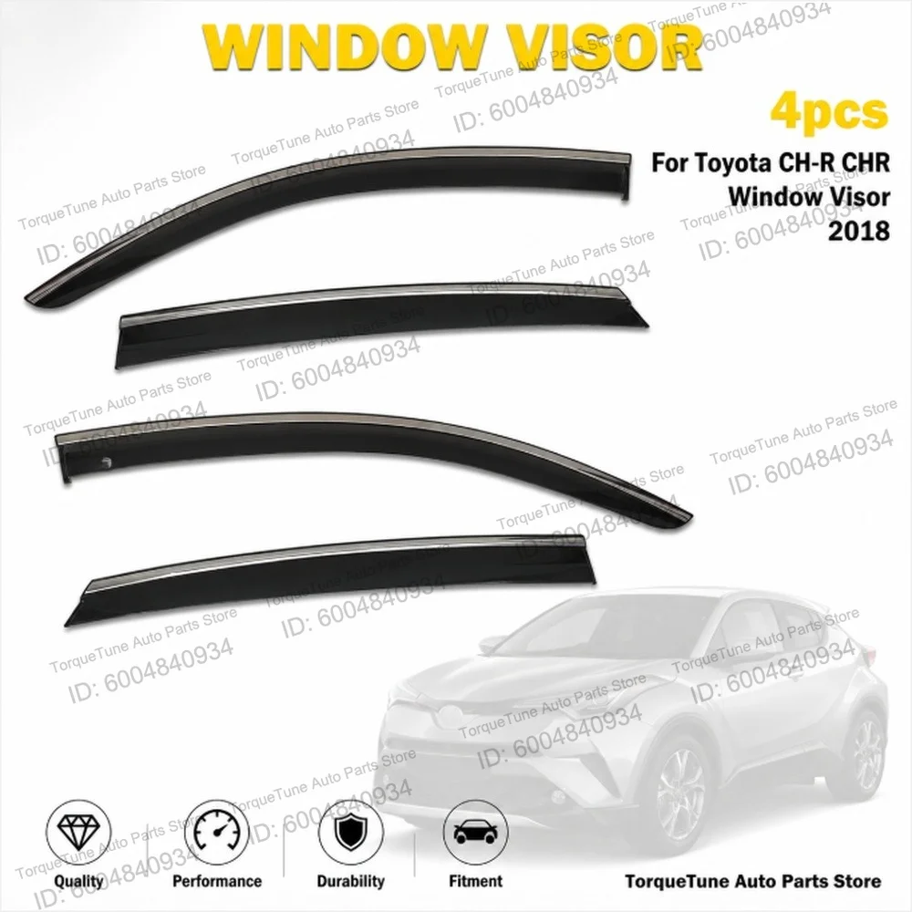 Premium Direct Fit Easy Installation Durable Window Visor Wind Deflector Sun Shield Rain Guard For Toyota CH-R CHR 2018