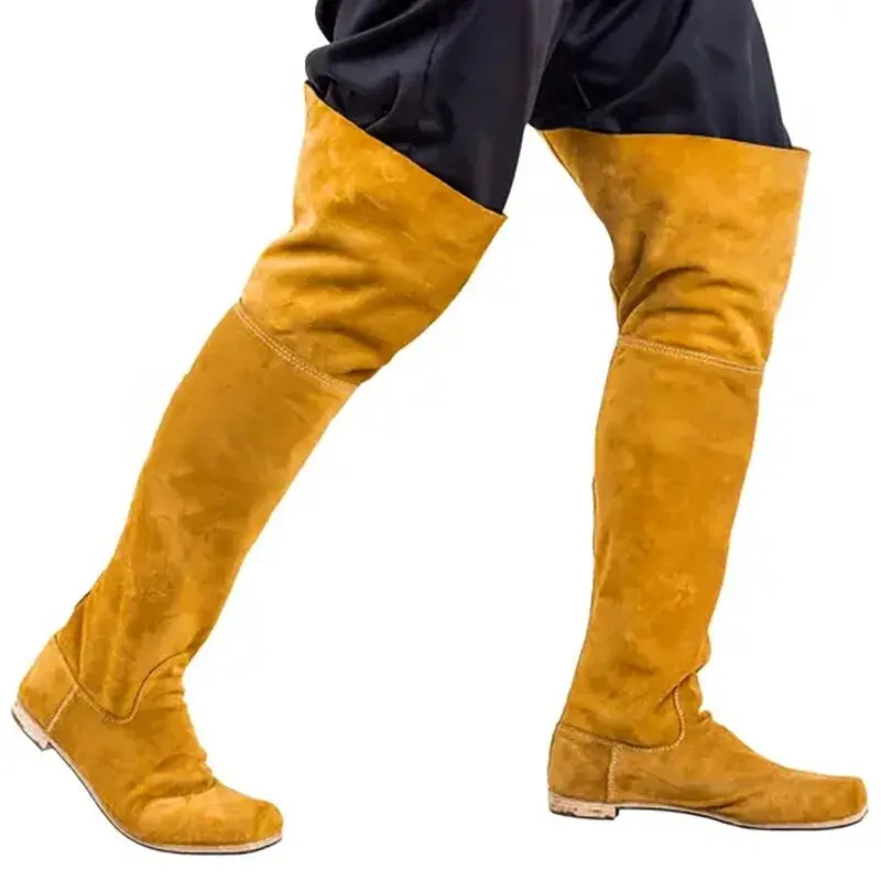 Cosplay Men Medieval Retro PU Leather Shoes Victorian Renaissance Gothic Vintage Pirate Knight Cosplay Short Boots