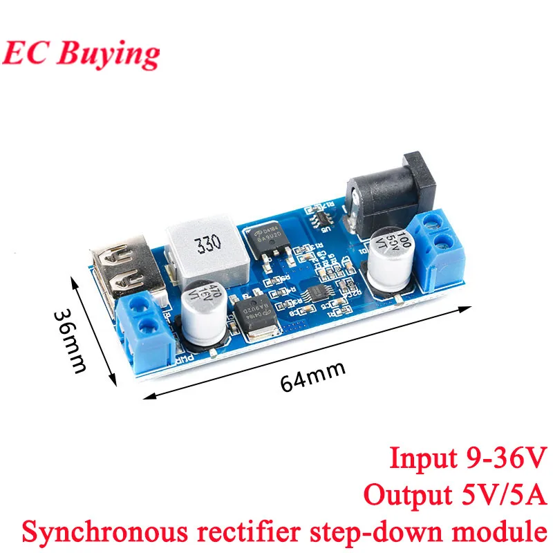 DC-DC 24V 12V To 5V 5A Step Down Power Supply Converter USB Charging Module Conversion Board DC 9V - 36V Electrical LM2596S