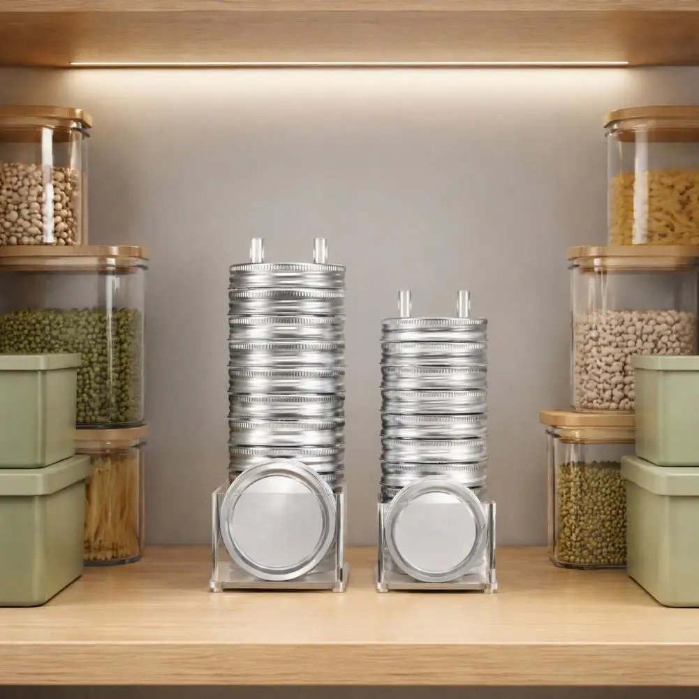 Countertop Lid Display Rack Mason Jar Lid Holder Storage Rack Vertical Canning Jar Lid Organizer with Regular Wide Mouth Jars
