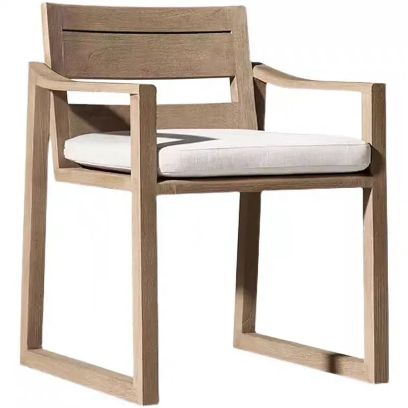 

Teak villa courtyard garden waterproof sunscreen dining chair hotel outdoor leisure solid wood furniture